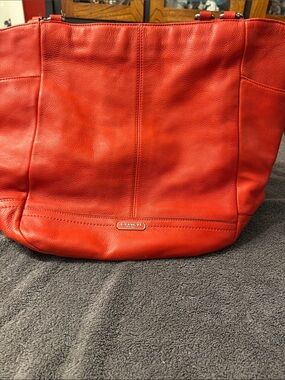 Coach Red (tomato) Leather Pebbled Tote